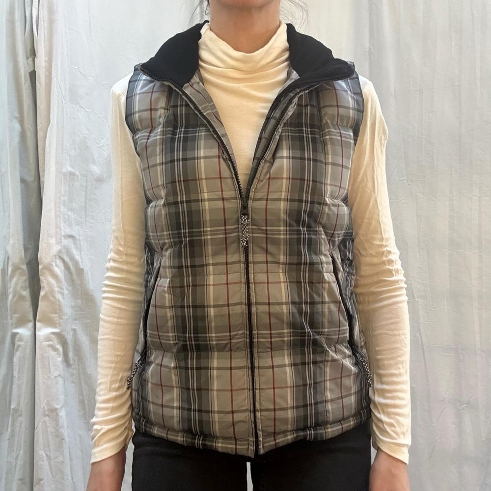 Gray, Blue and Red‎ Puffer Vest by Eddie Bauer Weather Resistant and Warm